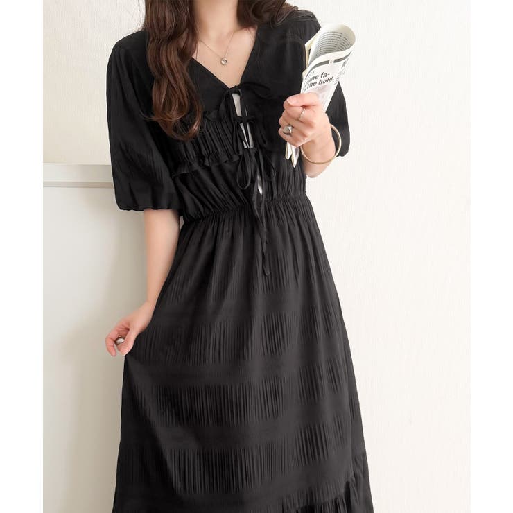 【mily bilet】1枚で華やぐ♪揺れ感シアーフリルリボンプリーツロングワン… | Classical Elf  | 詳細画像17 