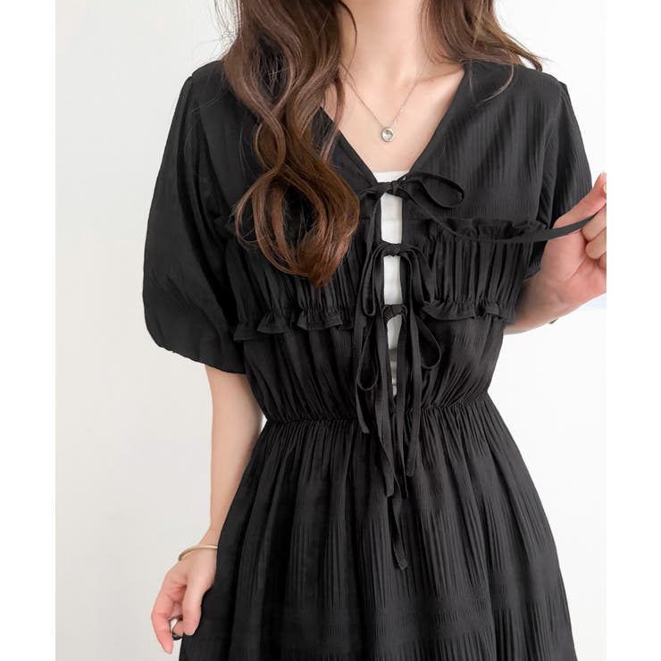 【mily bilet】1枚で華やぐ♪揺れ感シアーフリルリボンプリーツロングワン… | Classical Elf  | 詳細画像18 