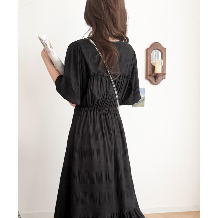 【mily bilet】1枚で華やぐ♪揺れ感シアーフリルリボンプリーツロングワン… | Classical Elf  | 詳細画像22 