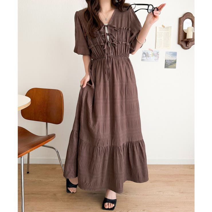 【mily bilet】1枚で華やぐ♪揺れ感シアーフリルリボンプリーツロングワン… | Classical Elf  | 詳細画像23 