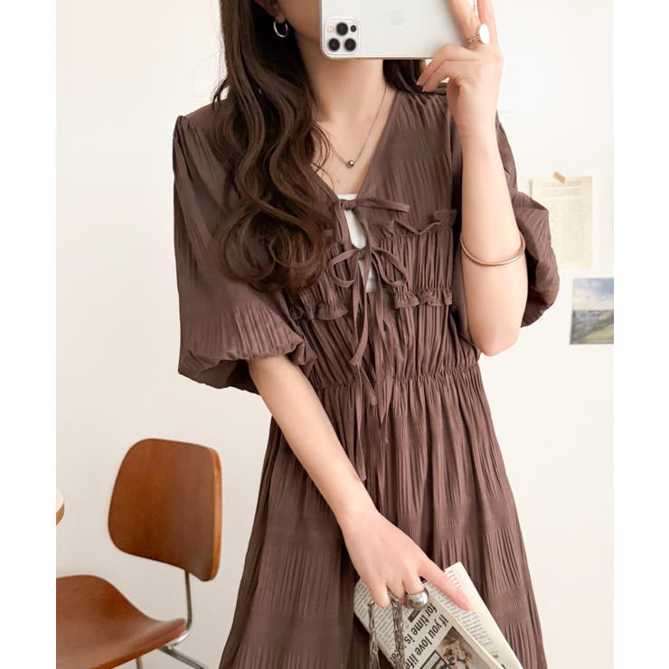 【mily bilet】1枚で華やぐ♪揺れ感シアーフリルリボンプリーツロングワン… | Classical Elf  | 詳細画像24 