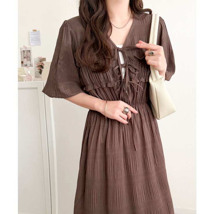 【mily bilet】1枚で華やぐ♪揺れ感シアーフリルリボンプリーツロングワン… | Classical Elf  | 詳細画像27 