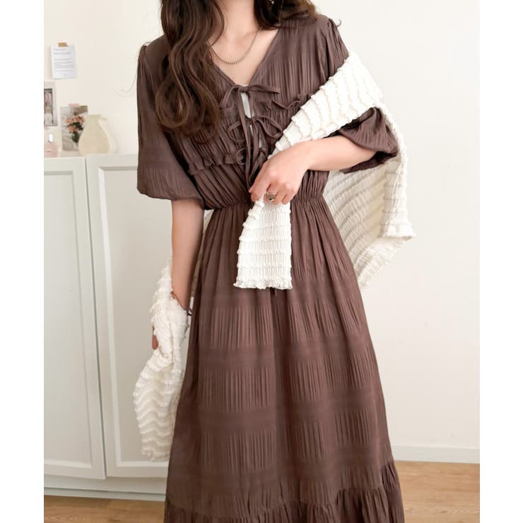 【mily bilet】1枚で華やぐ♪揺れ感シアーフリルリボンプリーツロングワン… | Classical Elf  | 詳細画像28 