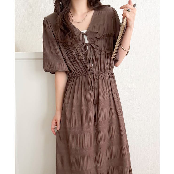 【mily bilet】1枚で華やぐ♪揺れ感シアーフリルリボンプリーツロングワン… | Classical Elf  | 詳細画像30 