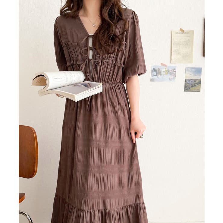 【mily bilet】1枚で華やぐ♪揺れ感シアーフリルリボンプリーツロングワン… | Classical Elf  | 詳細画像31 