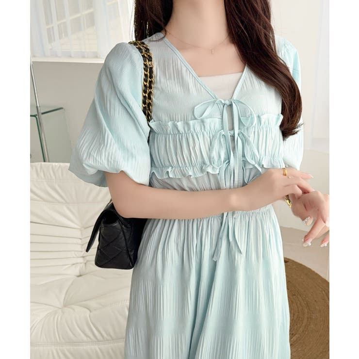 【mily bilet】1枚で華やぐ♪揺れ感シアーフリルリボンプリーツロングワン… | Classical Elf  | 詳細画像34 