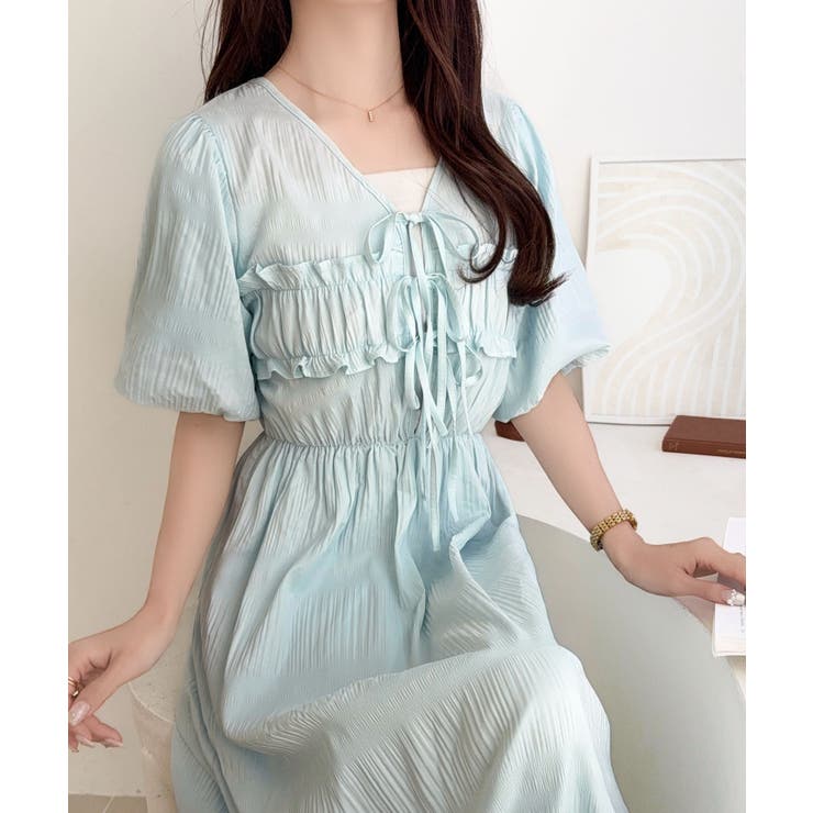 【mily bilet】1枚で華やぐ♪揺れ感シアーフリルリボンプリーツロングワン… | Classical Elf  | 詳細画像36 