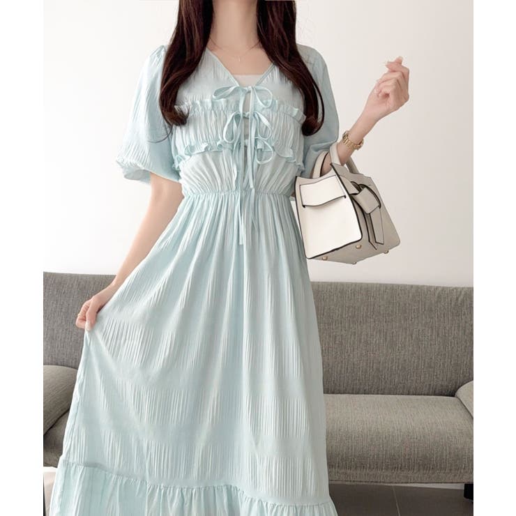 【mily bilet】1枚で華やぐ♪揺れ感シアーフリルリボンプリーツロングワン… | Classical Elf  | 詳細画像42 