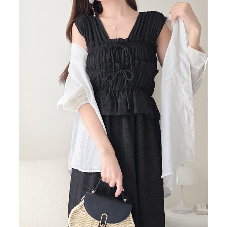 ブラック | 【mily bilet】一枚で主役級！大人フェミニンなシャーリングフリルティアー… | Classical Elf 