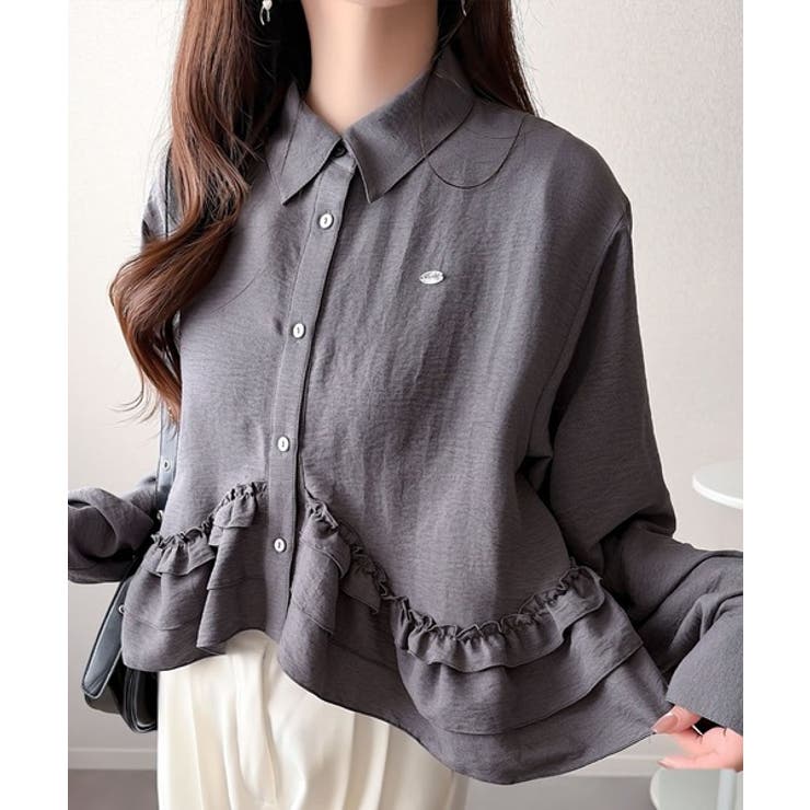 チャコールグレー | 【mily bilet】甘さはやさしく、印象は品よく。旬顔を叶える裾フリルブラウ… | Classical Elf 