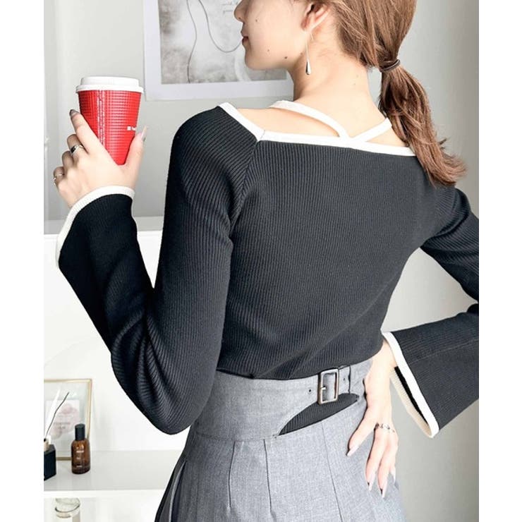 大人に色っぽく。2wayクロスストラップ袖フレアリブニット | Classical Elf  | 詳細画像9 