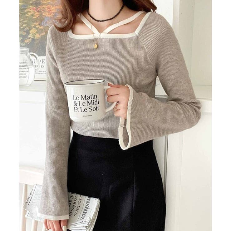 大人に色っぽく。2wayクロスストラップ袖フレアリブニット | Classical Elf  | 詳細画像11 