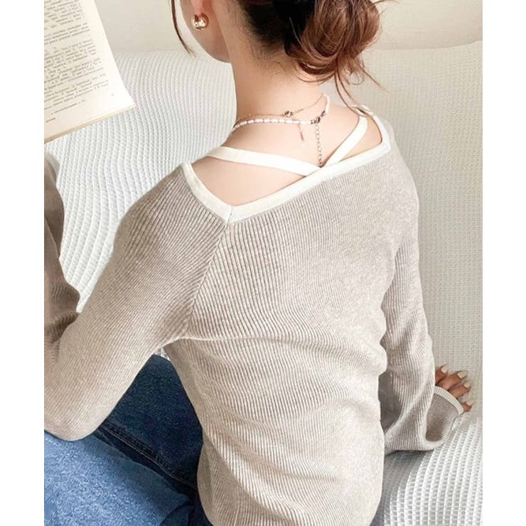 大人に色っぽく。2wayクロスストラップ袖フレアリブニット | Classical Elf  | 詳細画像13 