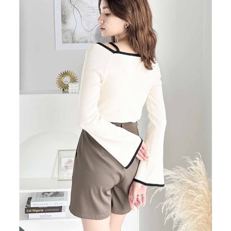 大人に色っぽく。2wayクロスストラップ袖フレアリブニット | Classical Elf  | 詳細画像5 