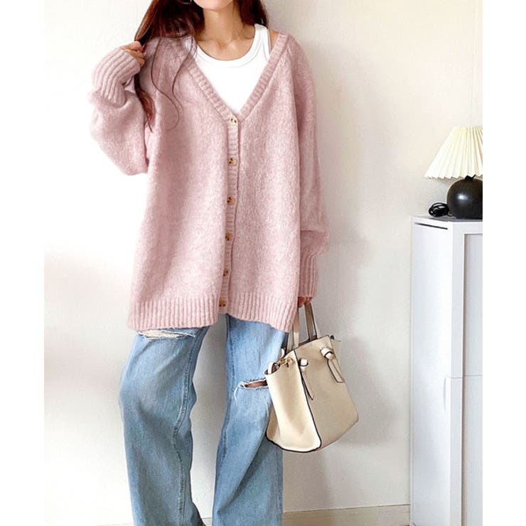 淡色にきゅんきゅん。バッククロスメランジVネックニットカーディガン | Classical Elf  | 詳細画像8 