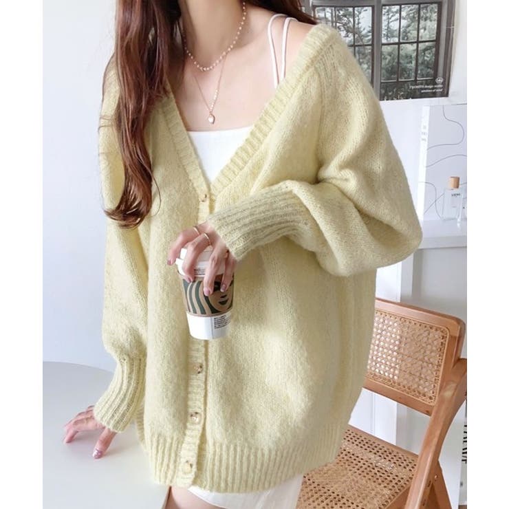 淡色にきゅんきゅん。バッククロスメランジVネックニットカーディガン | Classical Elf  | 詳細画像11 