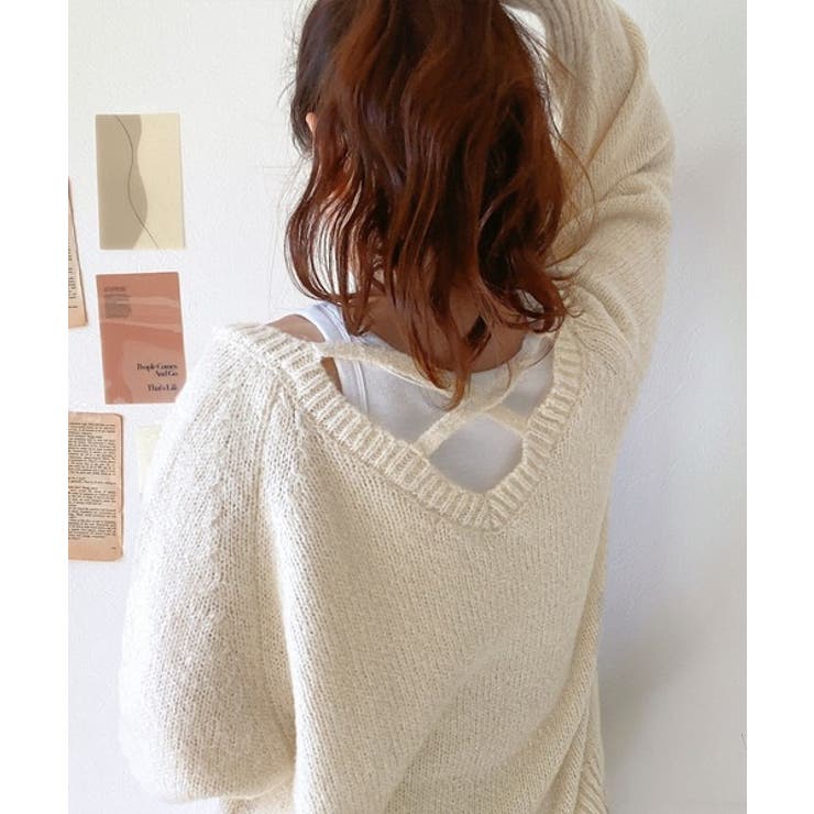 淡色にきゅんきゅん。バッククロスメランジVネックニットカーディガン | Classical Elf  | 詳細画像19 