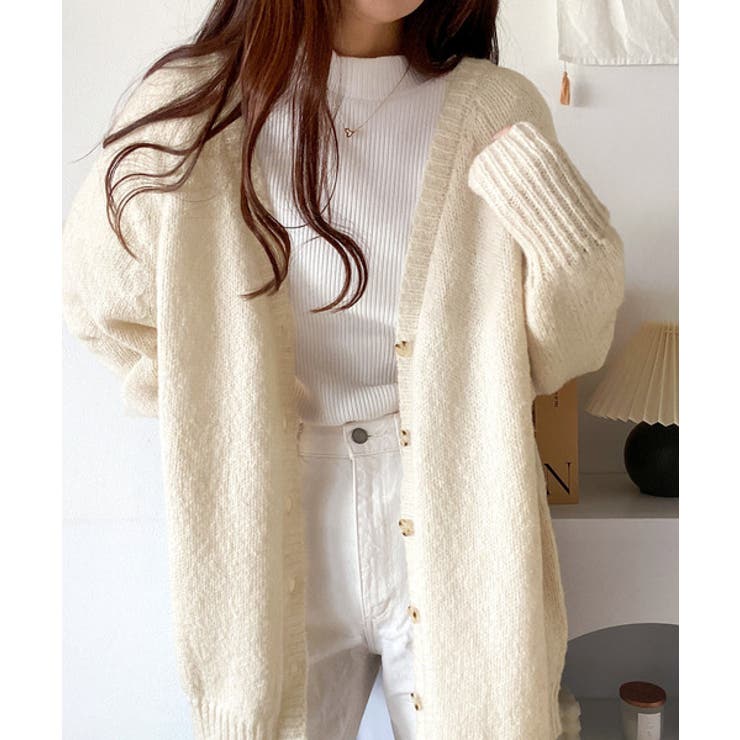 淡色にきゅんきゅん。バッククロスメランジVネックニットカーディガン | Classical Elf  | 詳細画像21 