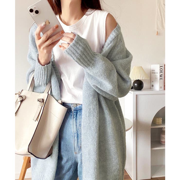 淡色にきゅんきゅん。バッククロスメランジVネックニットカーディガン | Classical Elf  | 詳細画像25 