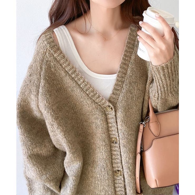 淡色にきゅんきゅん。バッククロスメランジVネックニットカーディガン | Classical Elf  | 詳細画像26 