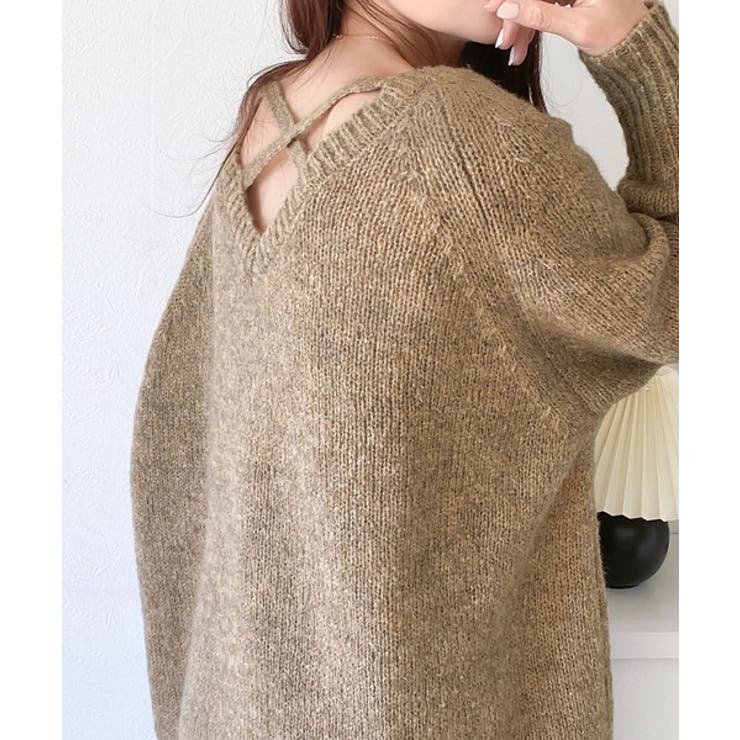 淡色にきゅんきゅん。バッククロスメランジVネックニットカーディガン | Classical Elf  | 詳細画像27 