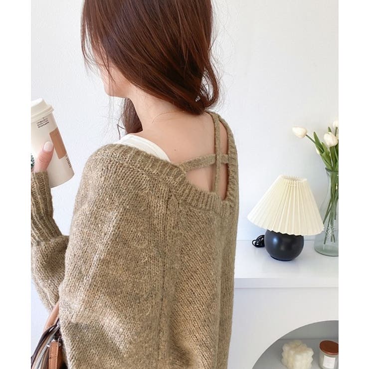 淡色にきゅんきゅん。バッククロスメランジVネックニットカーディガン | Classical Elf  | 詳細画像28 