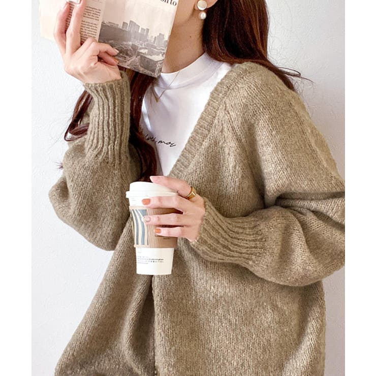 淡色にきゅんきゅん。バッククロスメランジVネックニットカーディガン | Classical Elf  | 詳細画像30 