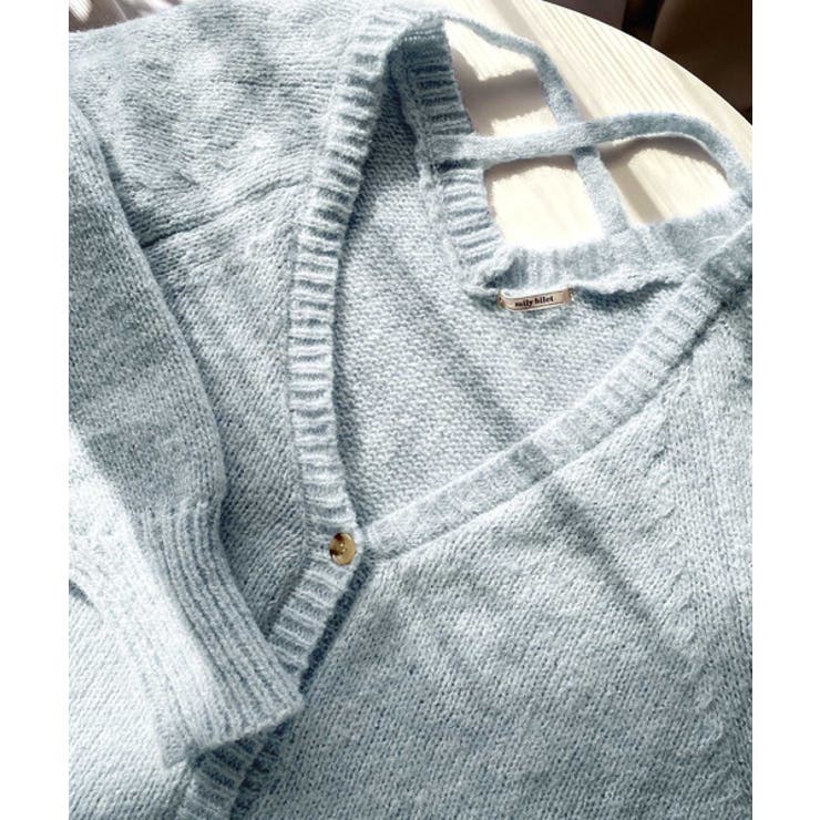 淡色にきゅんきゅん。バッククロスメランジVネックニットカーディガン | Classical Elf  | 詳細画像32 