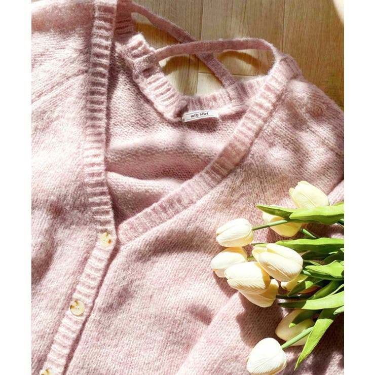 淡色にきゅんきゅん。バッククロスメランジVネックニットカーディガン | Classical Elf  | 詳細画像33 