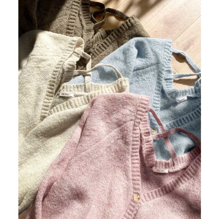 淡色にきゅんきゅん。バッククロスメランジVネックニットカーディガン | Classical Elf  | 詳細画像34 