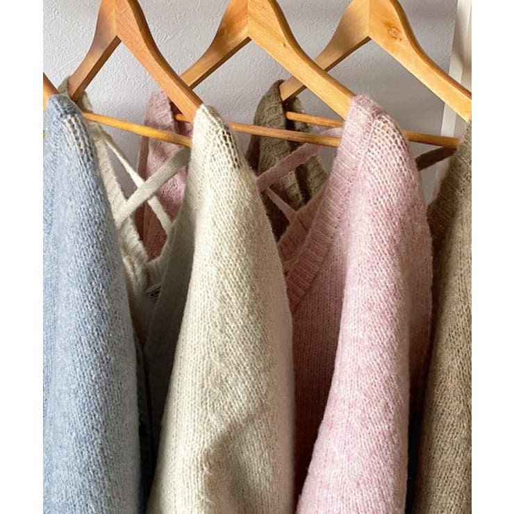 淡色にきゅんきゅん。バッククロスメランジVネックニットカーディガン | Classical Elf  | 詳細画像37 