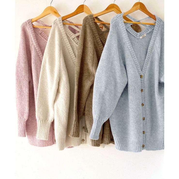 淡色にきゅんきゅん。バッククロスメランジVネックニットカーディガン | Classical Elf  | 詳細画像38 