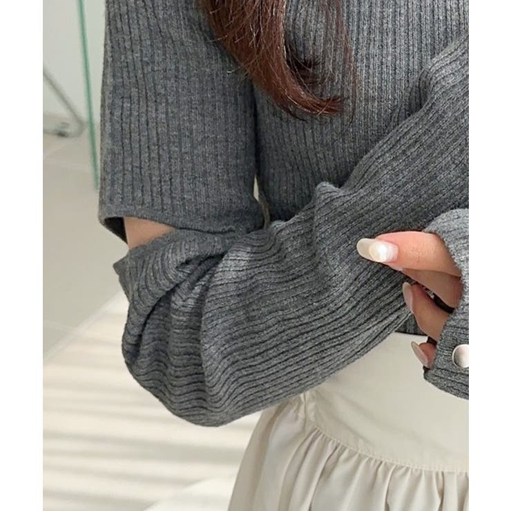 mily bilet】ニットで作る綺麗めカジュアル。袖スリット＆ボタン使い