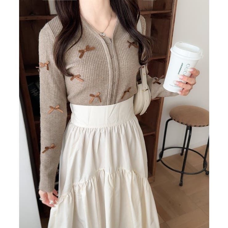 【mily bilet】程よい甘さで大人フェミニン。リボン使いVネックカーディガ… | Classical Elf  | 詳細画像8 