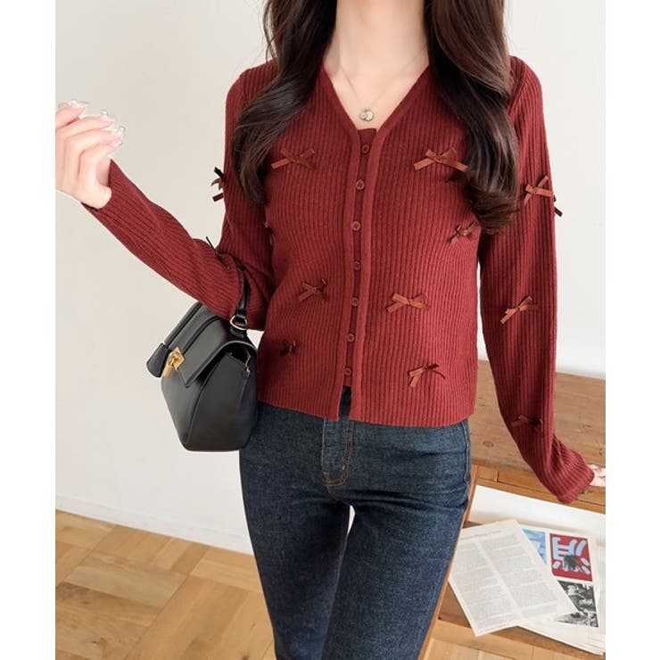 【mily bilet】程よい甘さで大人フェミニン。リボン使いVネックカーディガ… | Classical Elf  | 詳細画像12 