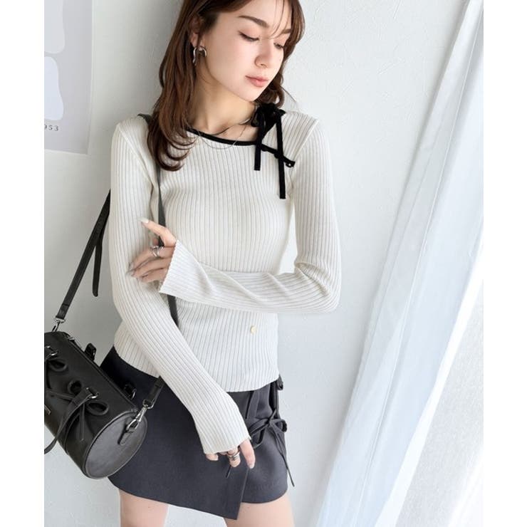 【mily bilet】春夏の新定番！くるみボタンアシンメトリーネックボーダーリ… | Classical Elf  | 詳細画像9 