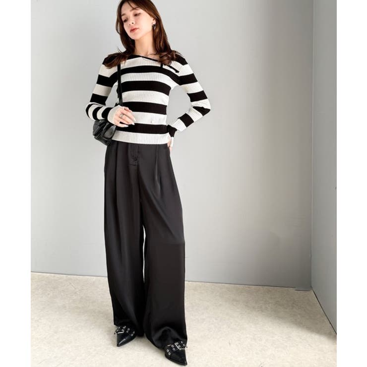 【mily bilet】春夏の新定番！くるみボタンアシンメトリーネックボーダーリ… | Classical Elf  | 詳細画像23 