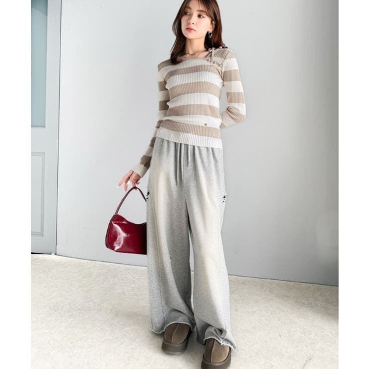 【mily bilet】春夏の新定番！くるみボタンアシンメトリーネックボーダーリ… | Classical Elf  | 詳細画像34 