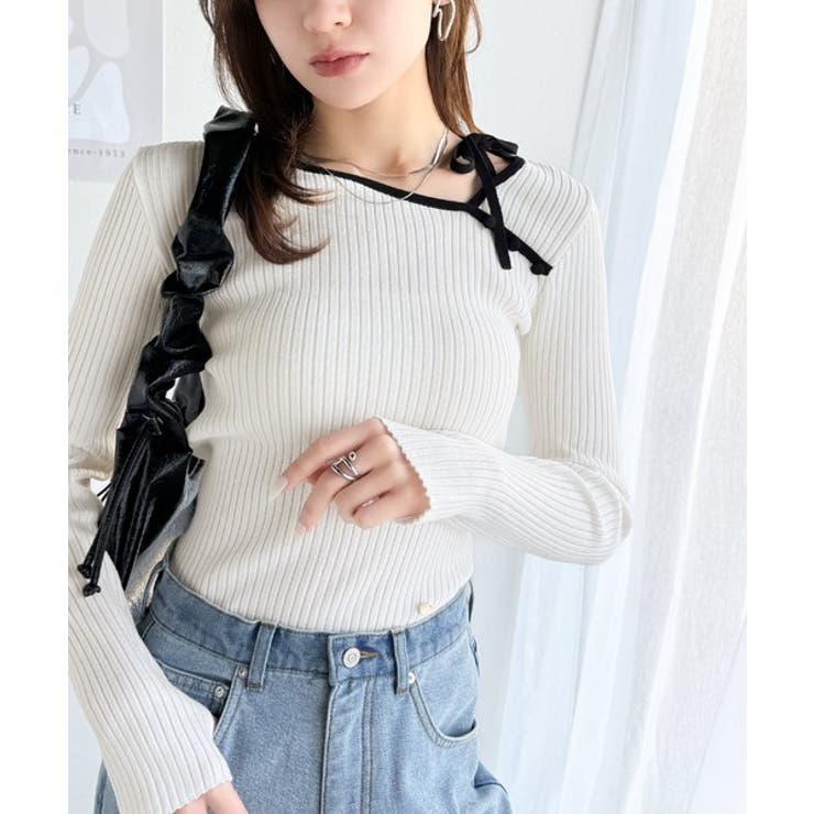 【mily bilet】春夏の新定番！くるみボタンアシンメトリーネックボーダーリ… | Classical Elf  | 詳細画像2 