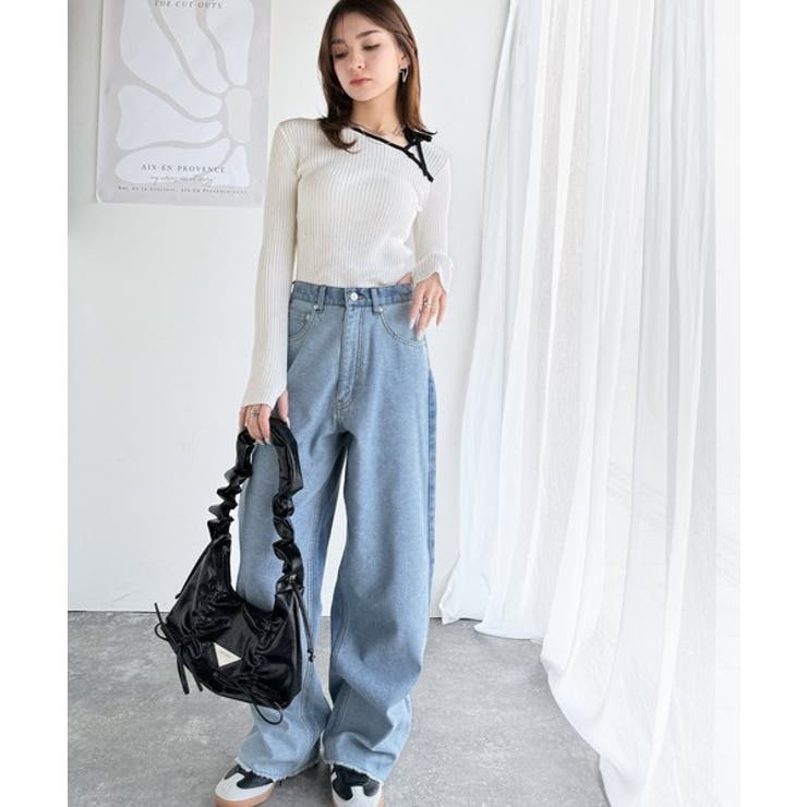 【mily bilet】春夏の新定番！くるみボタンアシンメトリーネックボーダーリ… | Classical Elf  | 詳細画像6 