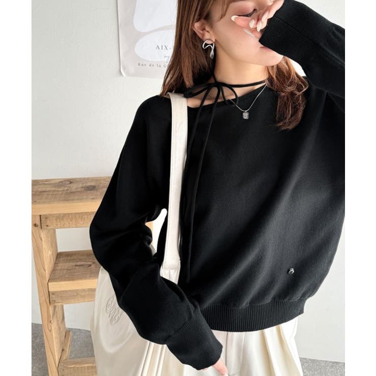 【mily bilet】レディライクなあざとニット。オフショル2WAYリボン紐付… | Classical Elf  | 詳細画像13 