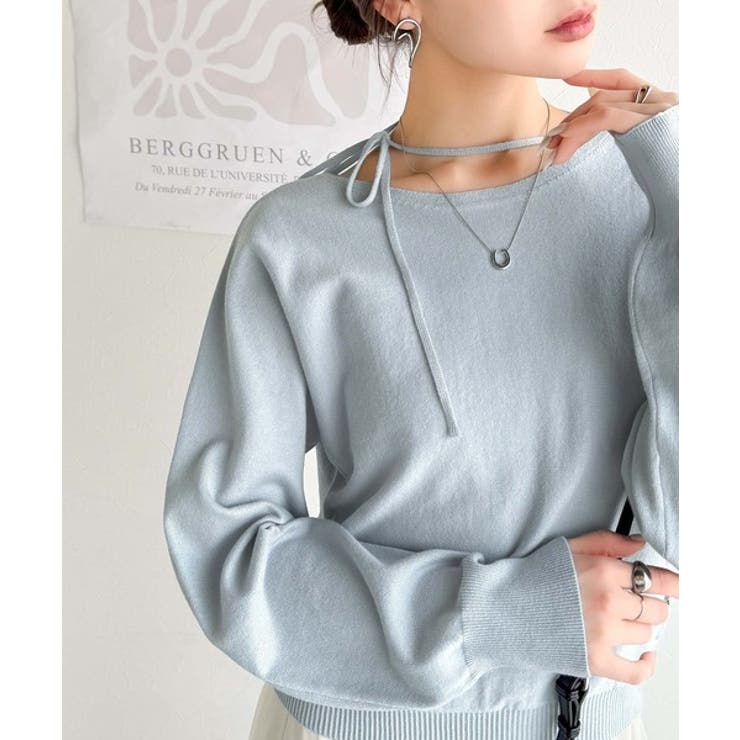 ブルー | 【mily bilet】レディライクなあざとニット。オフショル2WAYリボン紐付… | Classical Elf 