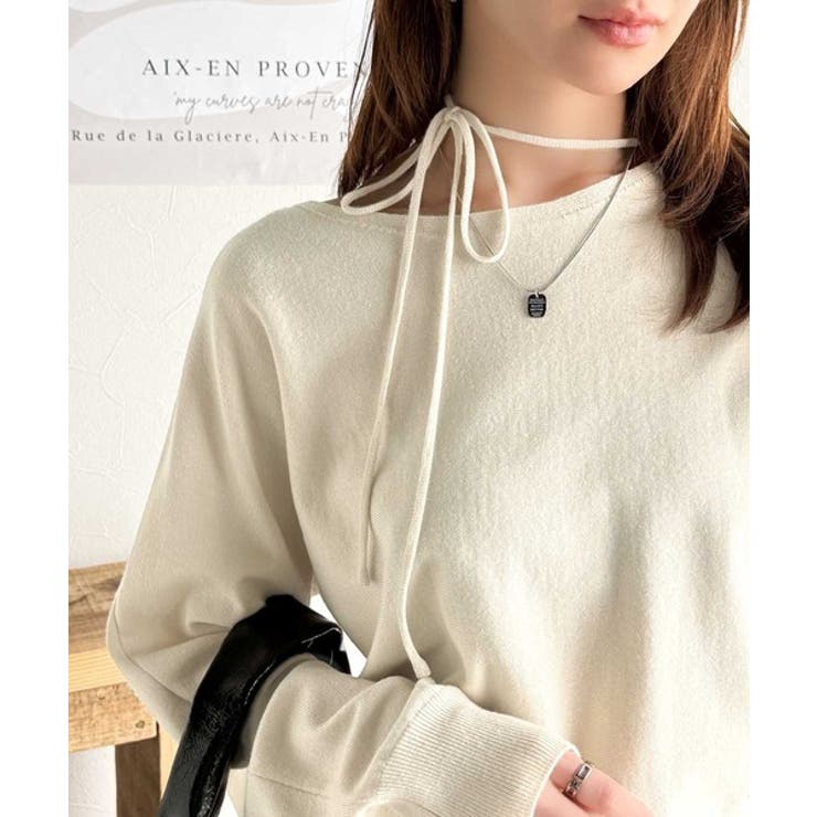 【mily bilet】レディライクなあざとニット。オフショル2WAYリボン紐付… | Classical Elf  | 詳細画像3 