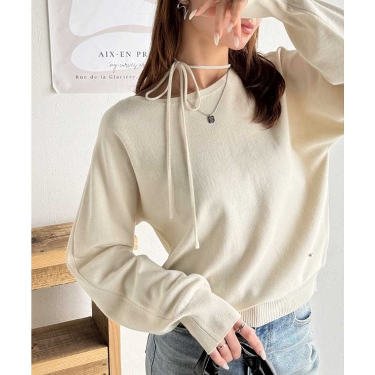 【mily bilet】レディライクなあざとニット。オフショル2WAYリボン紐付… | Classical Elf  | 詳細画像4 