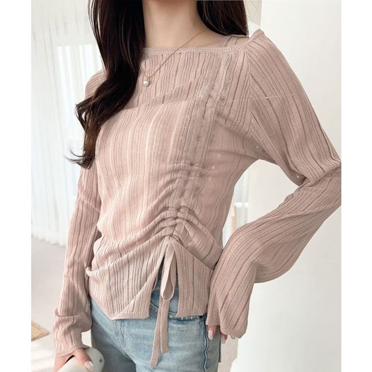 可愛さ倍増！ドロストリボンシアー長袖オフショルリブニット | Classical Elf  | 詳細画像18 