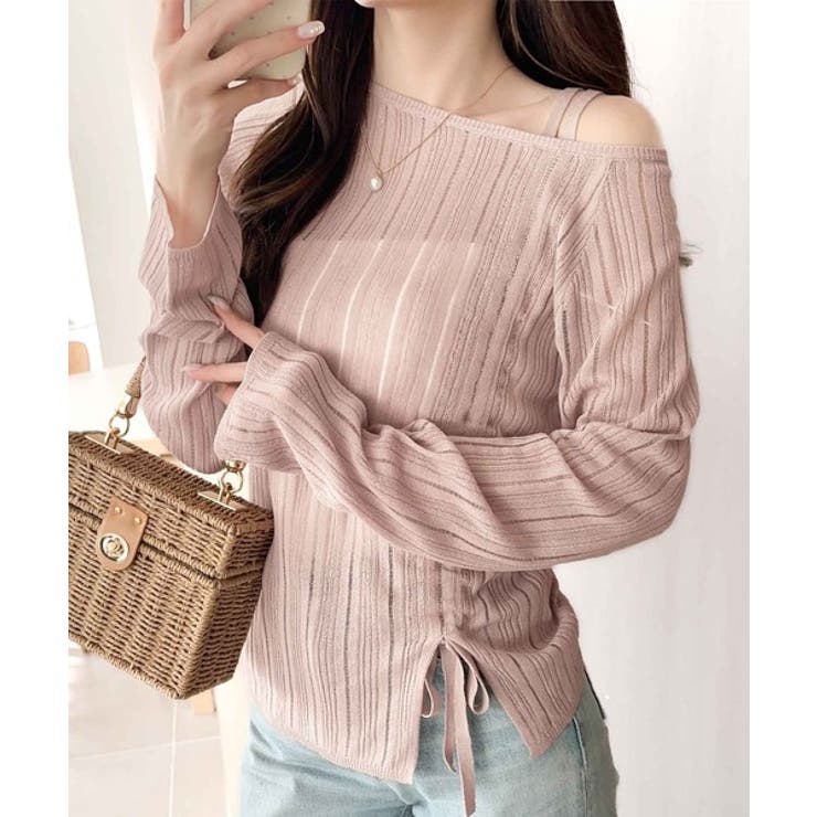 可愛さ倍増！ドロストリボンシアー長袖オフショルリブニット | Classical Elf  | 詳細画像22 