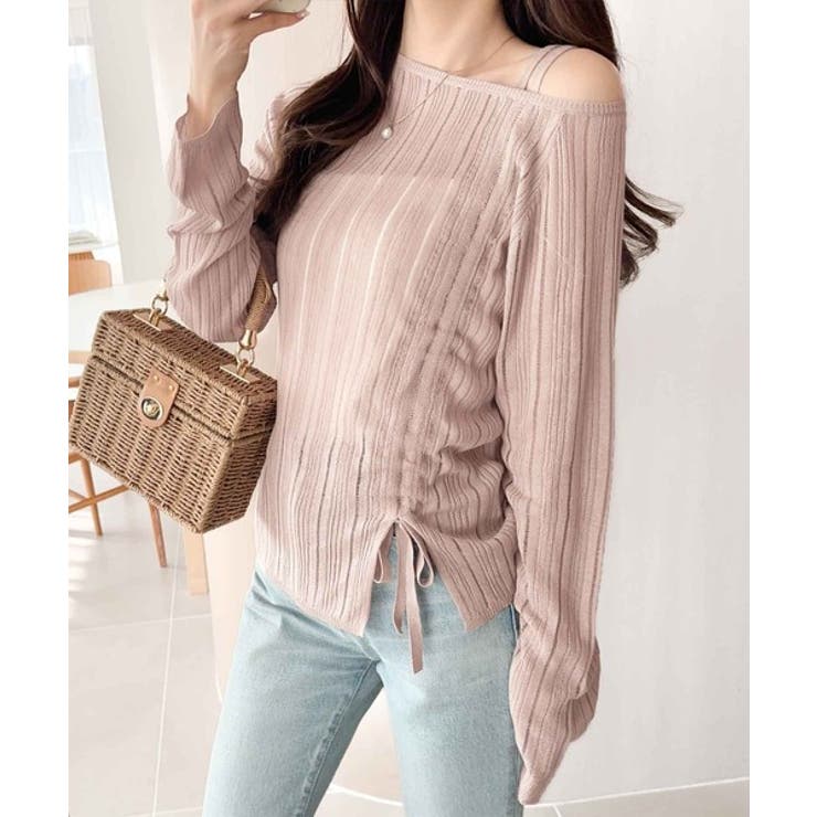 可愛さ倍増！ドロストリボンシアー長袖オフショルリブニット | Classical Elf  | 詳細画像23 