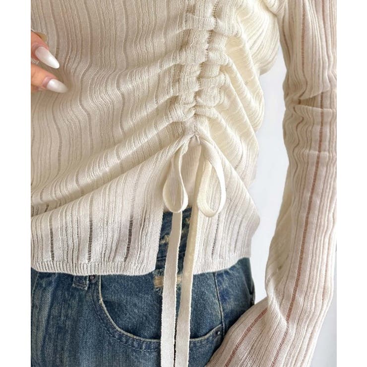 可愛さ倍増！ドロストリボンシアー長袖オフショルリブニット | Classical Elf  | 詳細画像25 