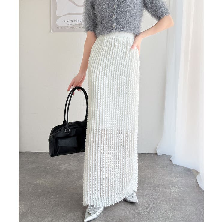 アイボリー | 【mily bilet】華やかで魅力的。プチフリルIラインスカート(ロング丈） | Classical Elf 