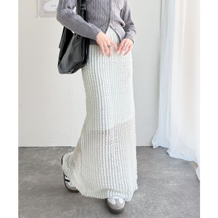 【mily bilet】華やかで魅力的。プチフリルIラインスカート(ロング丈） | Classical Elf  | 詳細画像3 